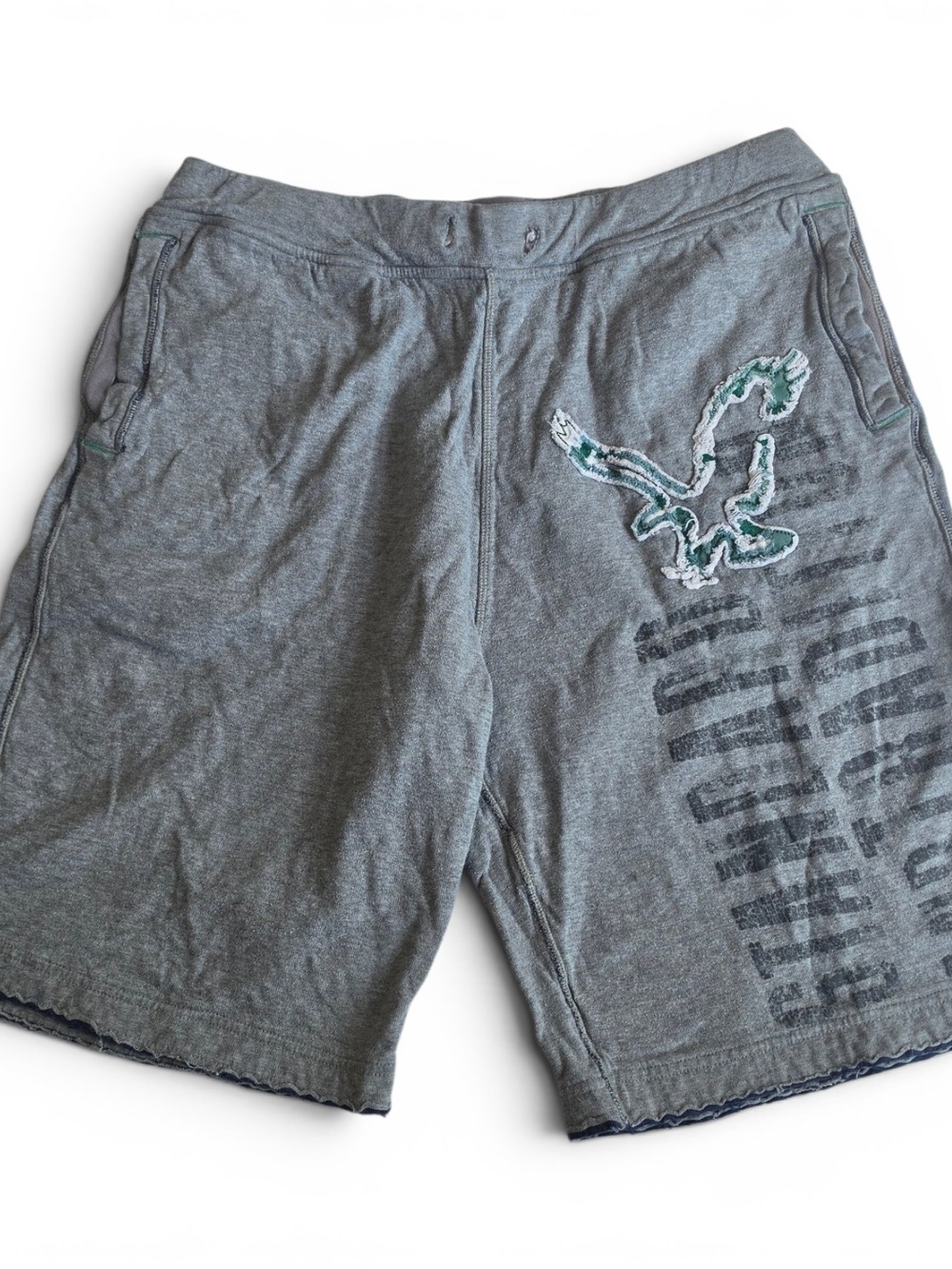 American Eagle Outfitters Men's Gray Graphic Eagle Athletic Shorts
